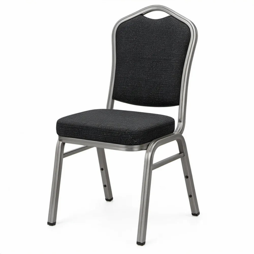 Zwart-grijze gestoffeerde stoel met stalen frame, 44 x 52 x 92 cm