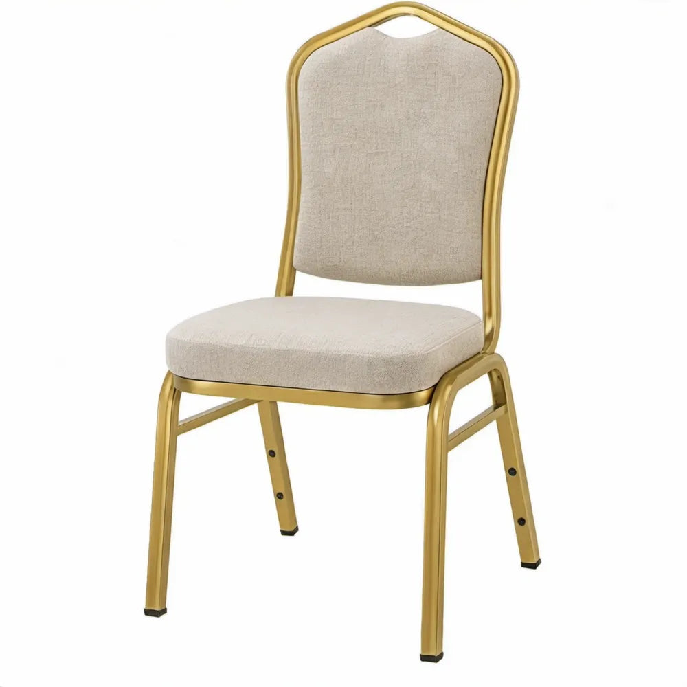 Beige en goudkleurige stoel met polyester bekleding, 46 x 52 x 92 cm