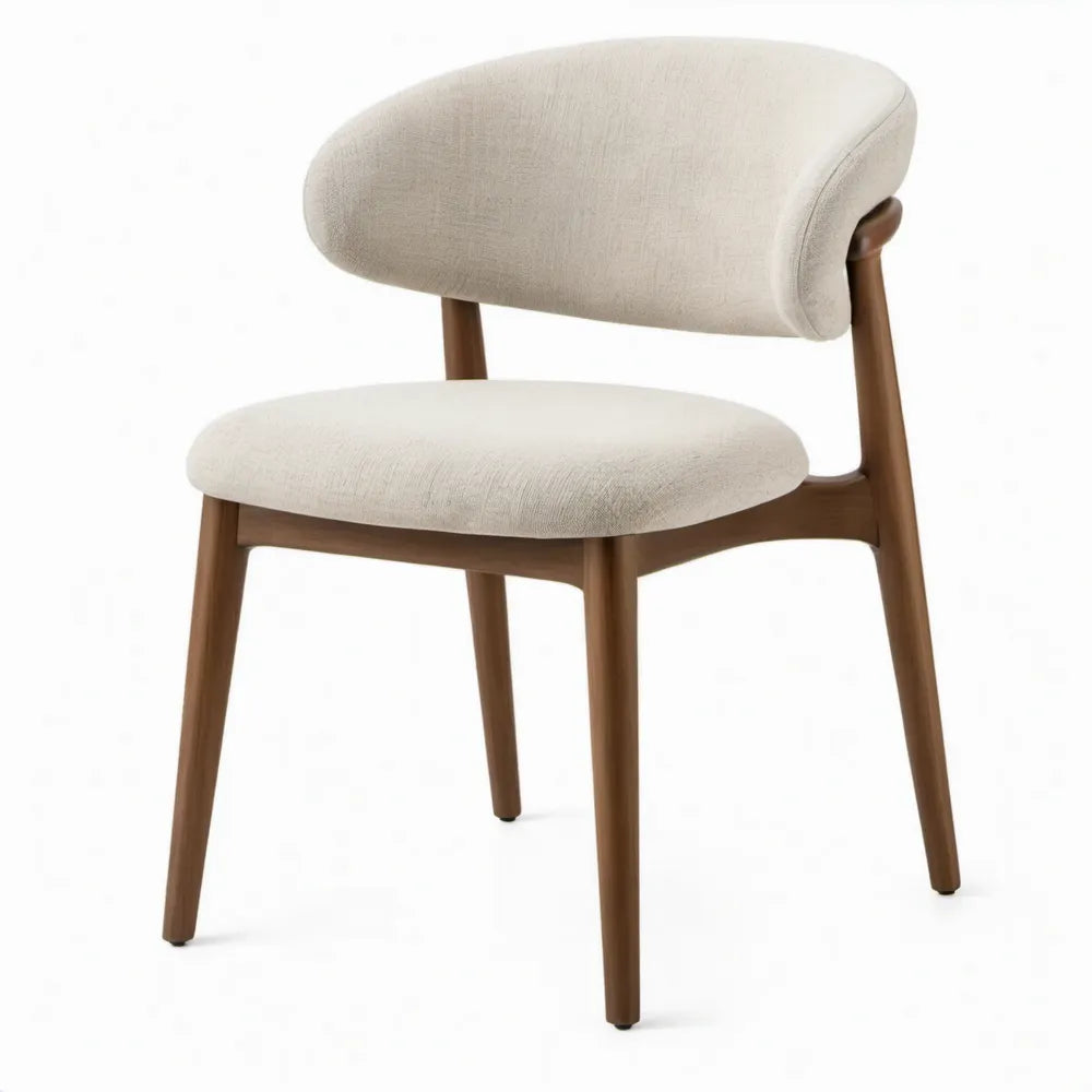 Eetkamerstoel met gestoffeerde zitting en rugleuning, 52 x 56 x 76 cm, beige/bruin