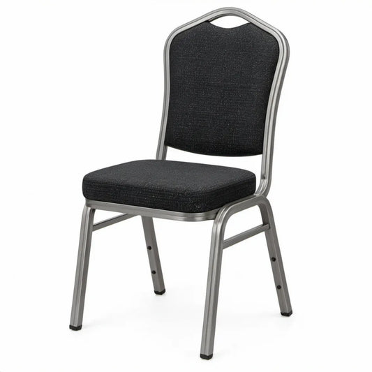 Zwart-grijze gestoffeerde stoel met stalen frame, 44 x 52 x 92 cm