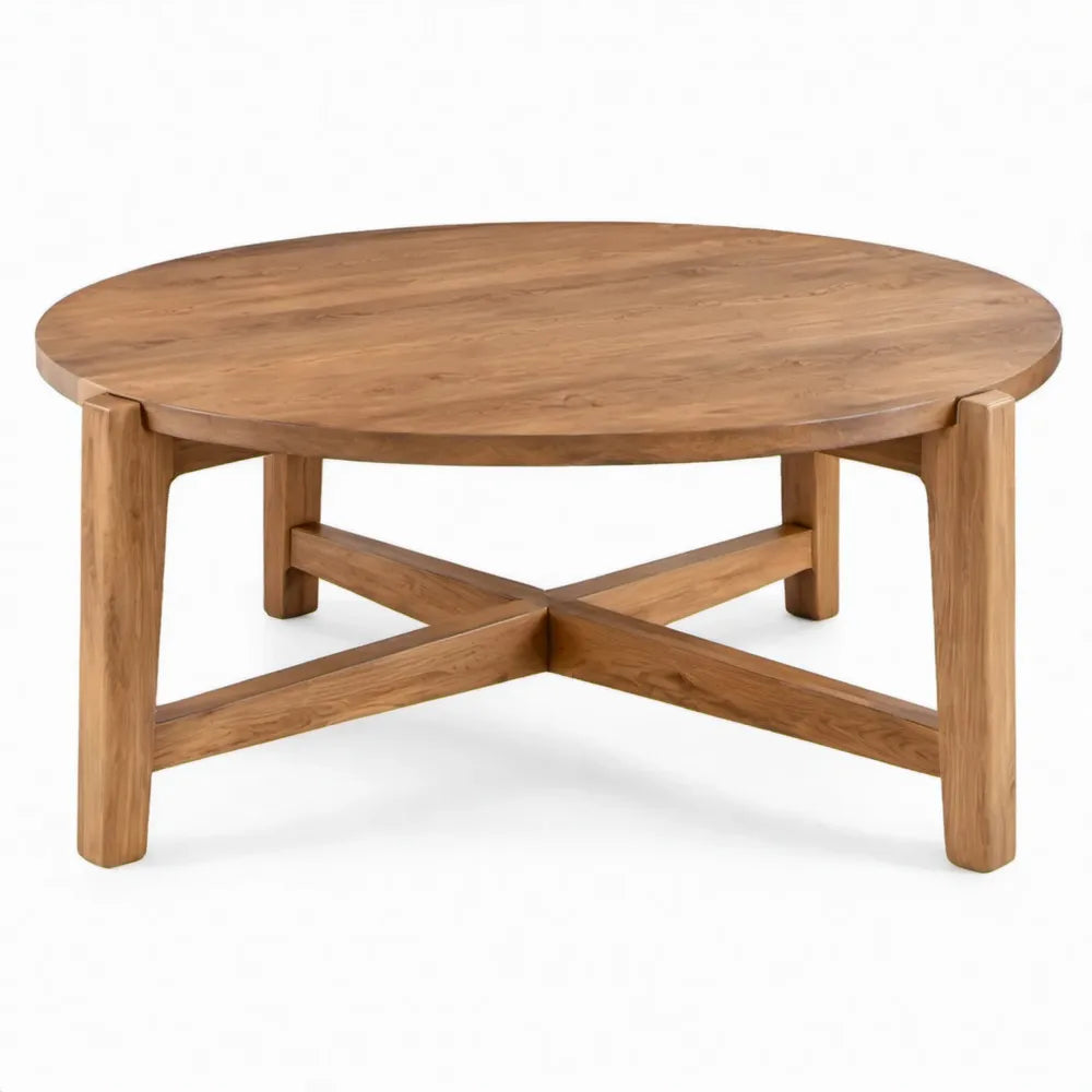 Ronde salontafel Ø 90 x 45 cm van massief eikenhout in naturel eiken