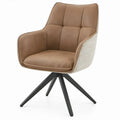 Eetkamerstoel met armleuningen 60 x 63 x 85 cm in taupe, beige en zwart